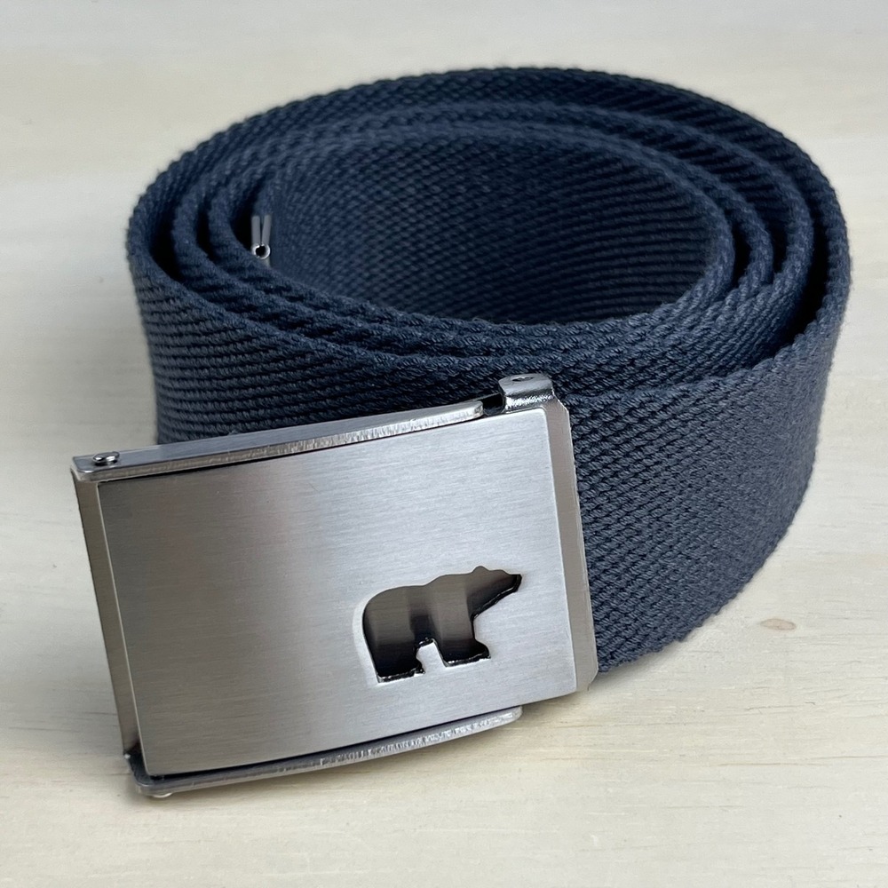 Jack Nicklaus Mens Blue Canvas Web Belt Silver Golden Bear Buckle max 46 Inch